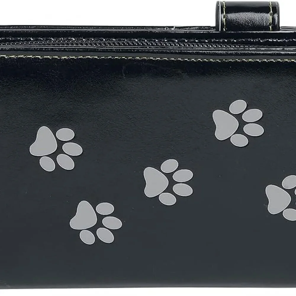 Women's Casual Black PU Purse 18.5cm Animal Print Card Coin Slots